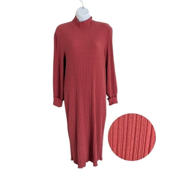 NEW CHENAULT rib dress Mockneck Sweater Dress Large - Picture 1 of 13